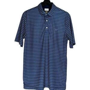 Greg Norman Play Dry Mens Blue White Striped Golf Polo Shirt Size M‎